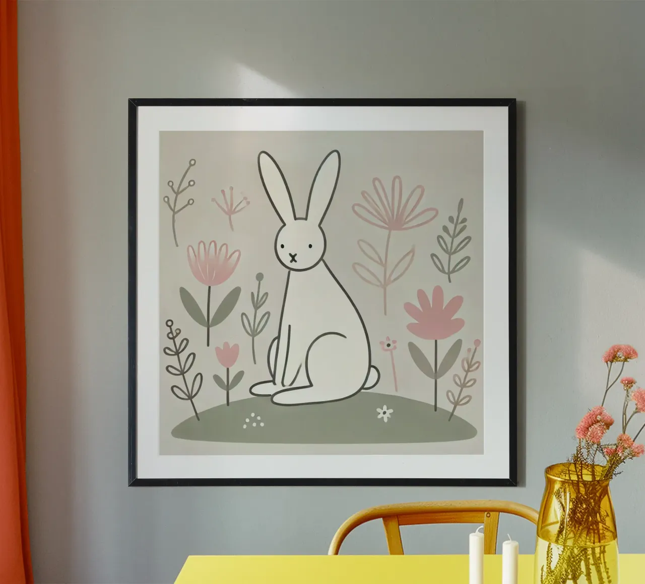 Lapin dans une prairie fleurie hahnemühle de Alegria Fantasia