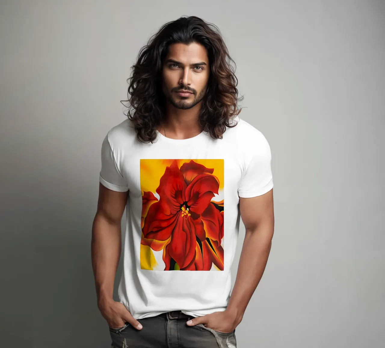 Georgia O'Keeffe - Amaryllis rosso t-shirt da Kinsley