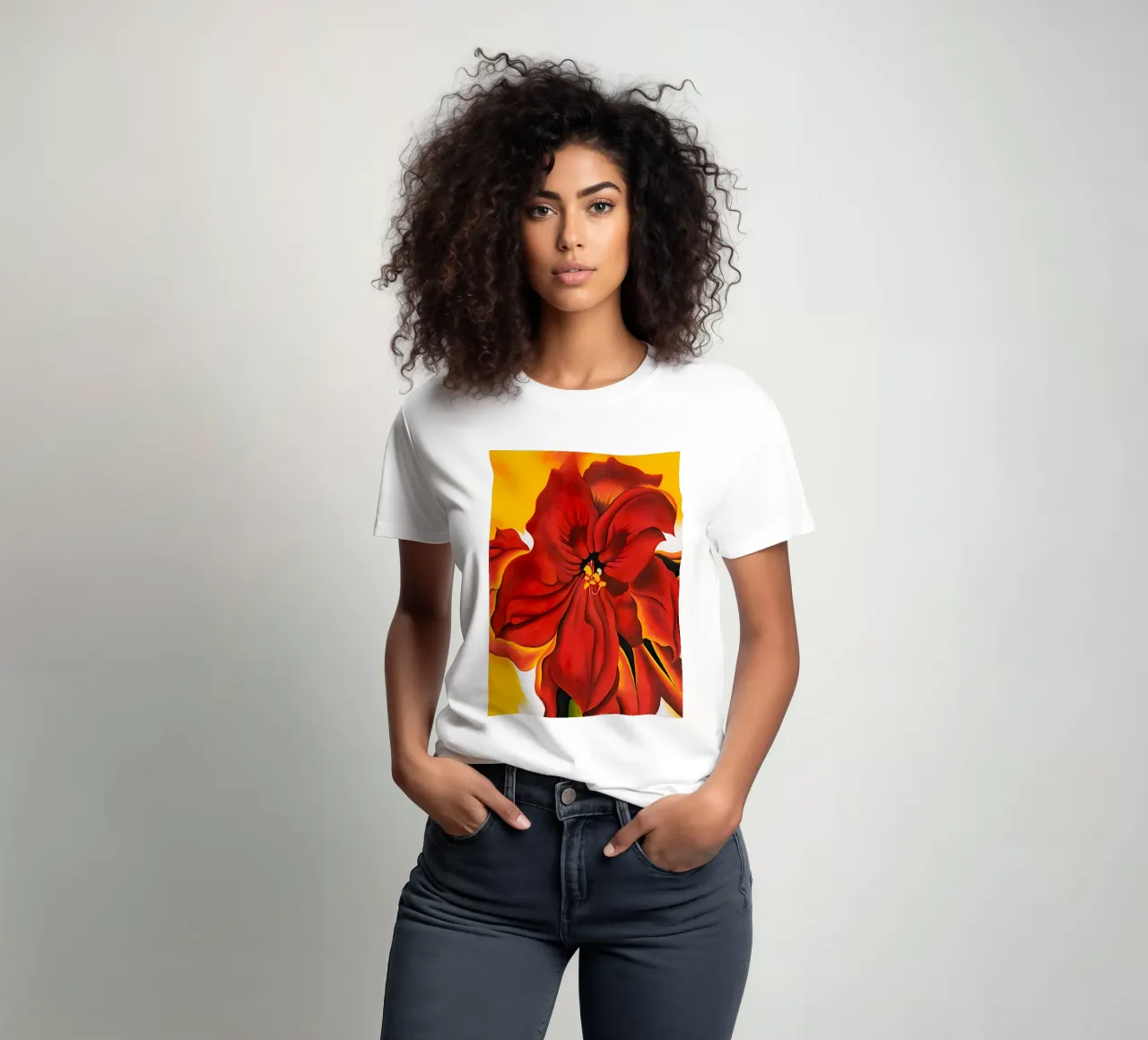 Georgia O'Keeffe - Amaryllis rosso t-shirt da Kinsley