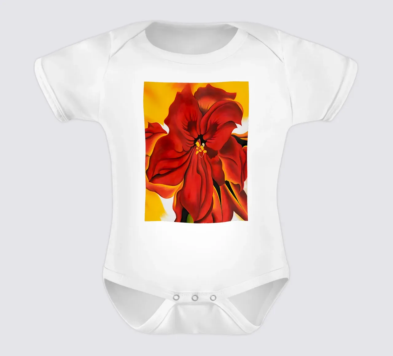 Georgia O'Keeffe - Amaryllis rosso body neonato maniche corte da Kinsley
