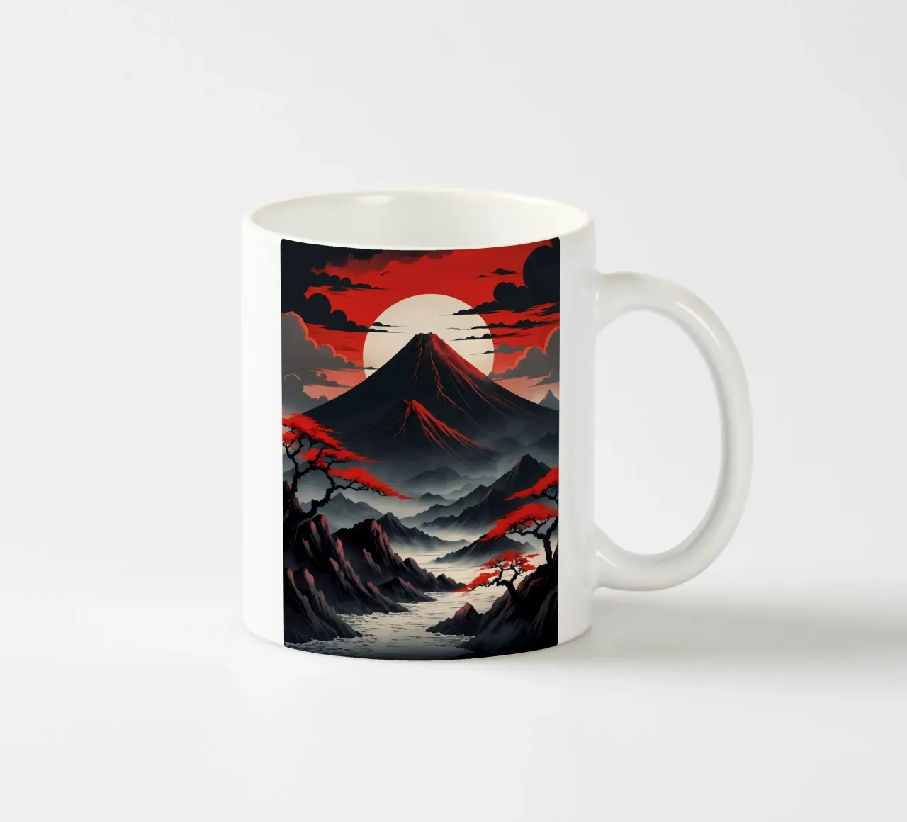 L'abbraccio infuocato del Fuji tazza in ceramica da Artistic-shop