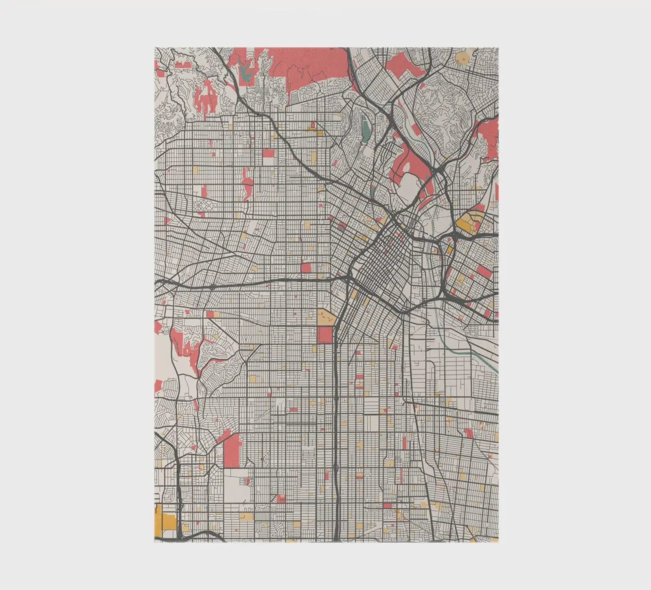 Experience Los Angeles - Modern city map as fine art print notebook by MOOODZART