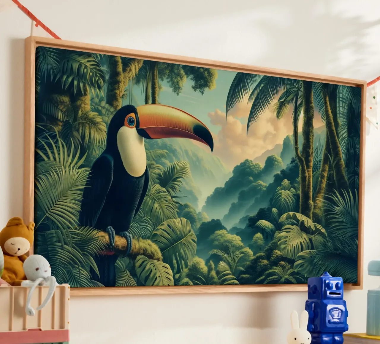 TOUCAN tela con Cornice a cassetta da RUBIANT ART