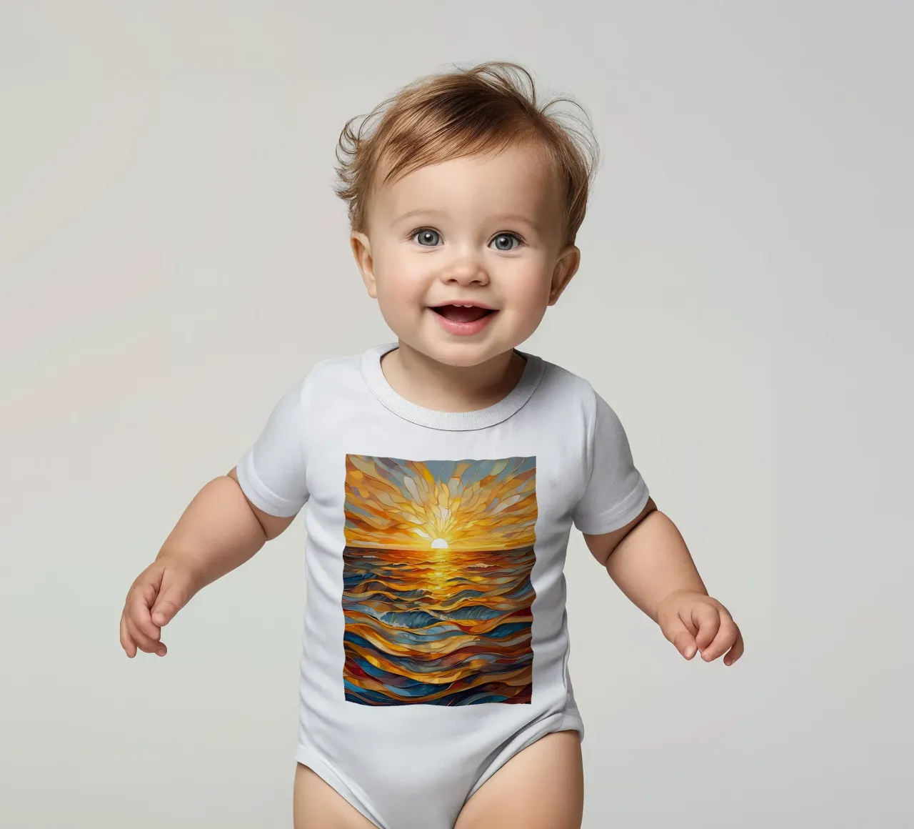 L'ora d'oro in mare body neonato maniche corte da Artistic-shop