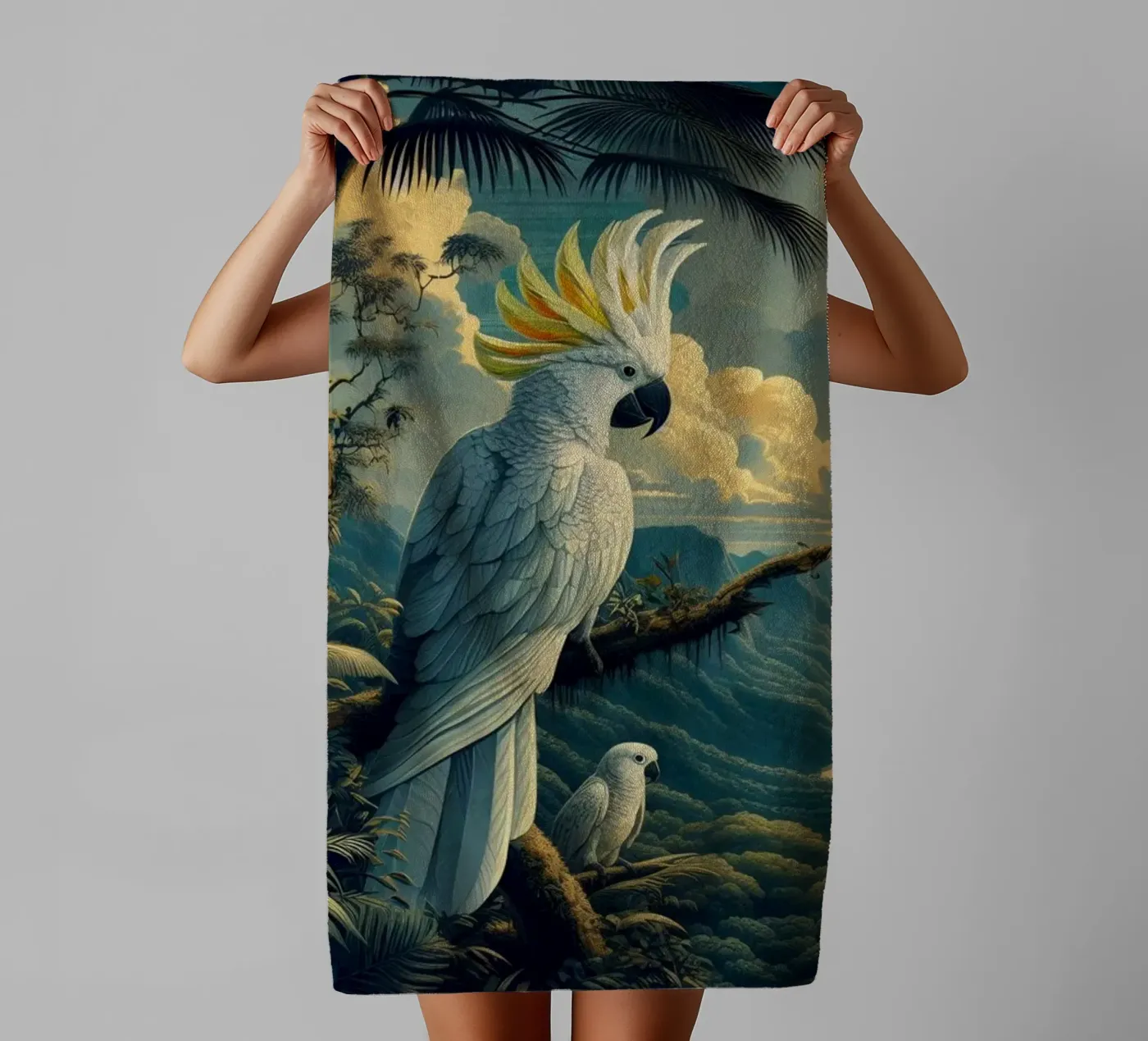 CACATOES badhanddoek van RUBIANT ART