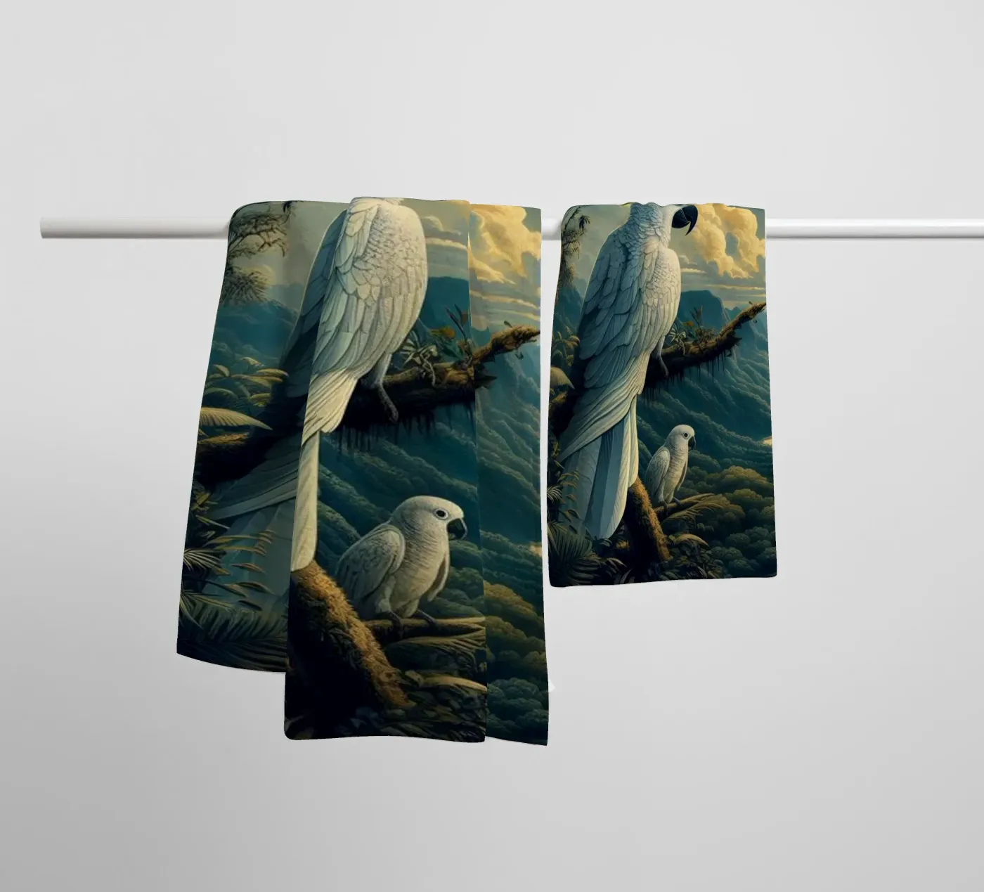 CACATOES badhanddoek van RUBIANT ART