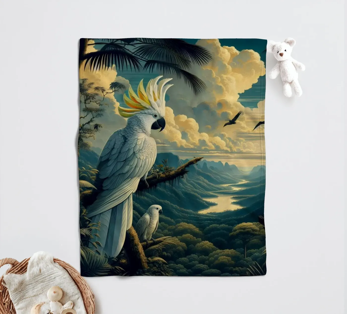 CACATOES fleece blanket by RUBIANT ART