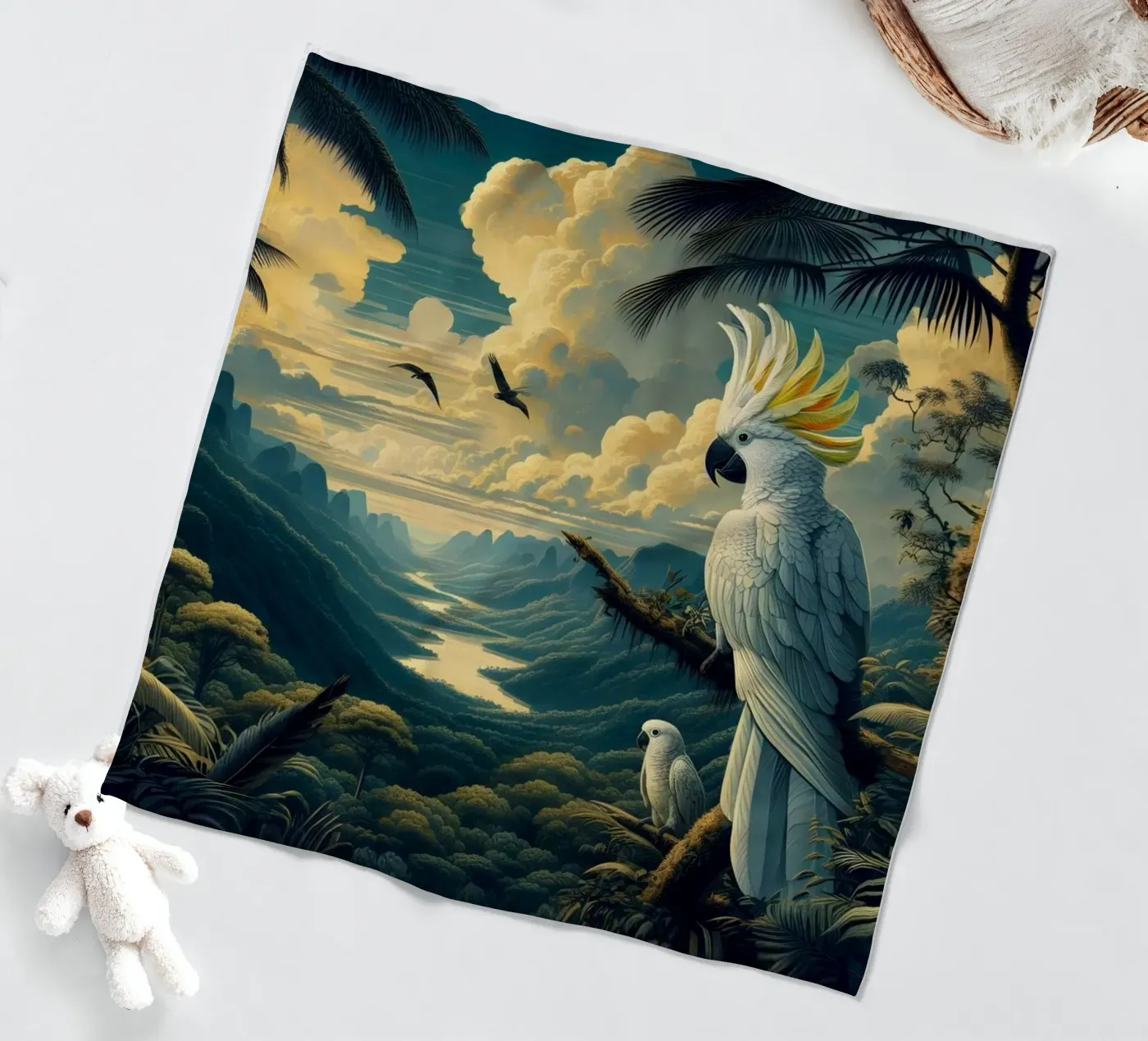 CACATOES fleece blanket by RUBIANT ART