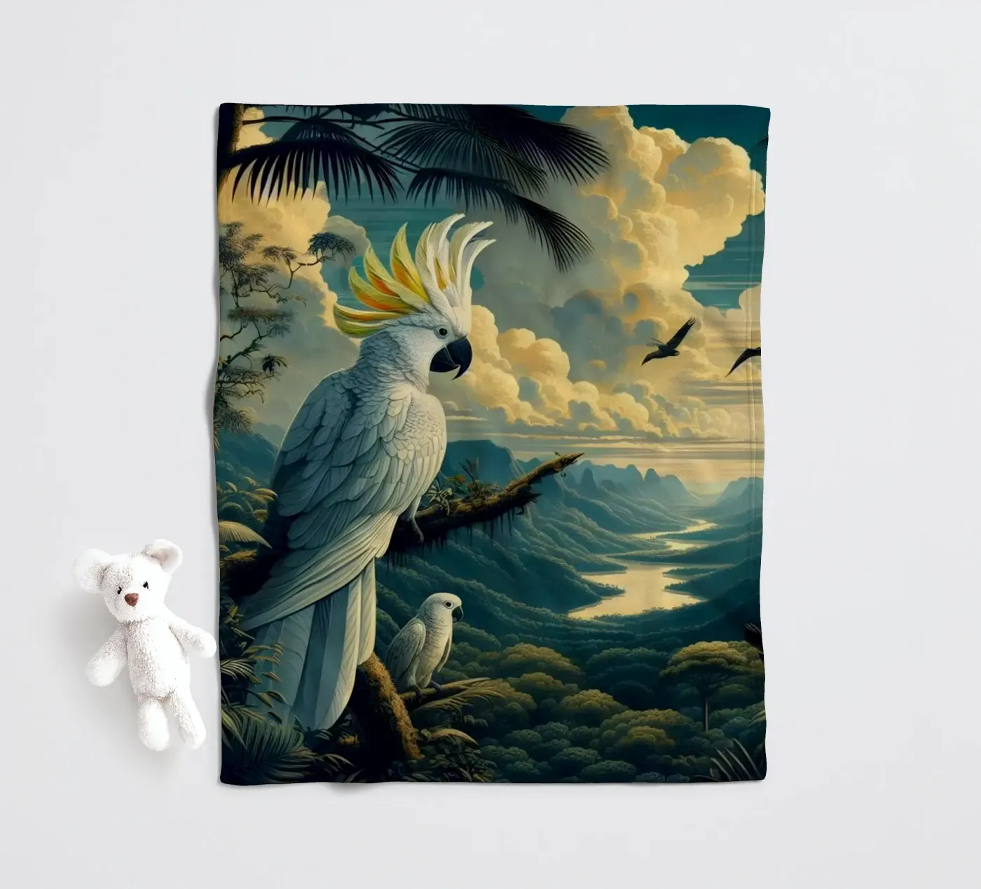 CACATOES fleece blanket by RUBIANT ART