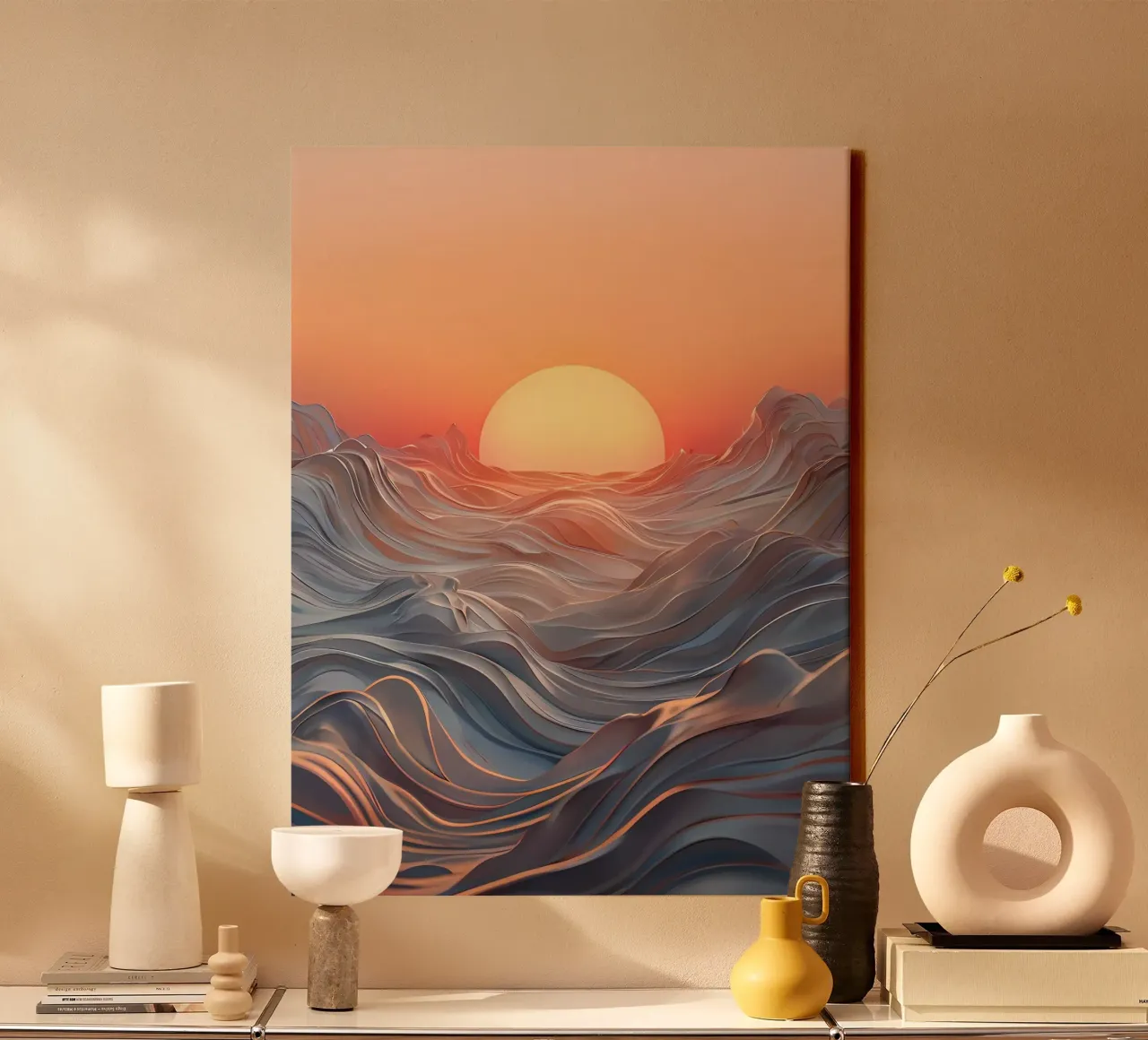 Zonsondergang Symfonie canvas met Baklijst van Artistic-shop