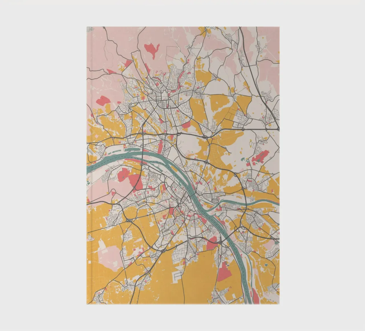 Experience Mainz - Elegant city map in a modern design notebook by MOOODZART