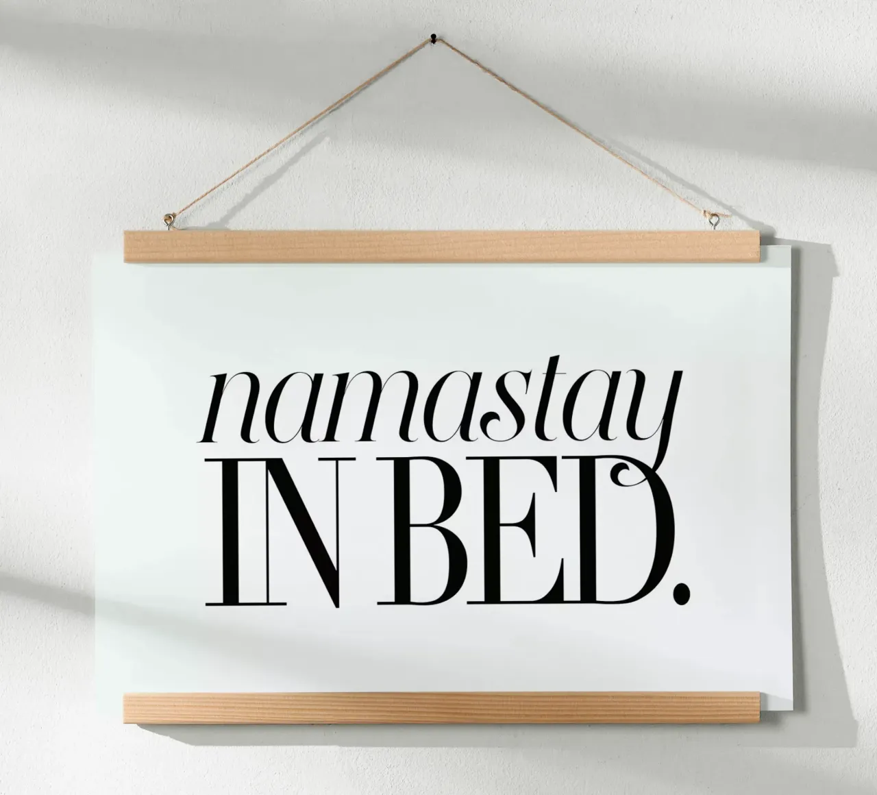 Namastay In Bed poster with wooden frame by Honeymoon Hotel