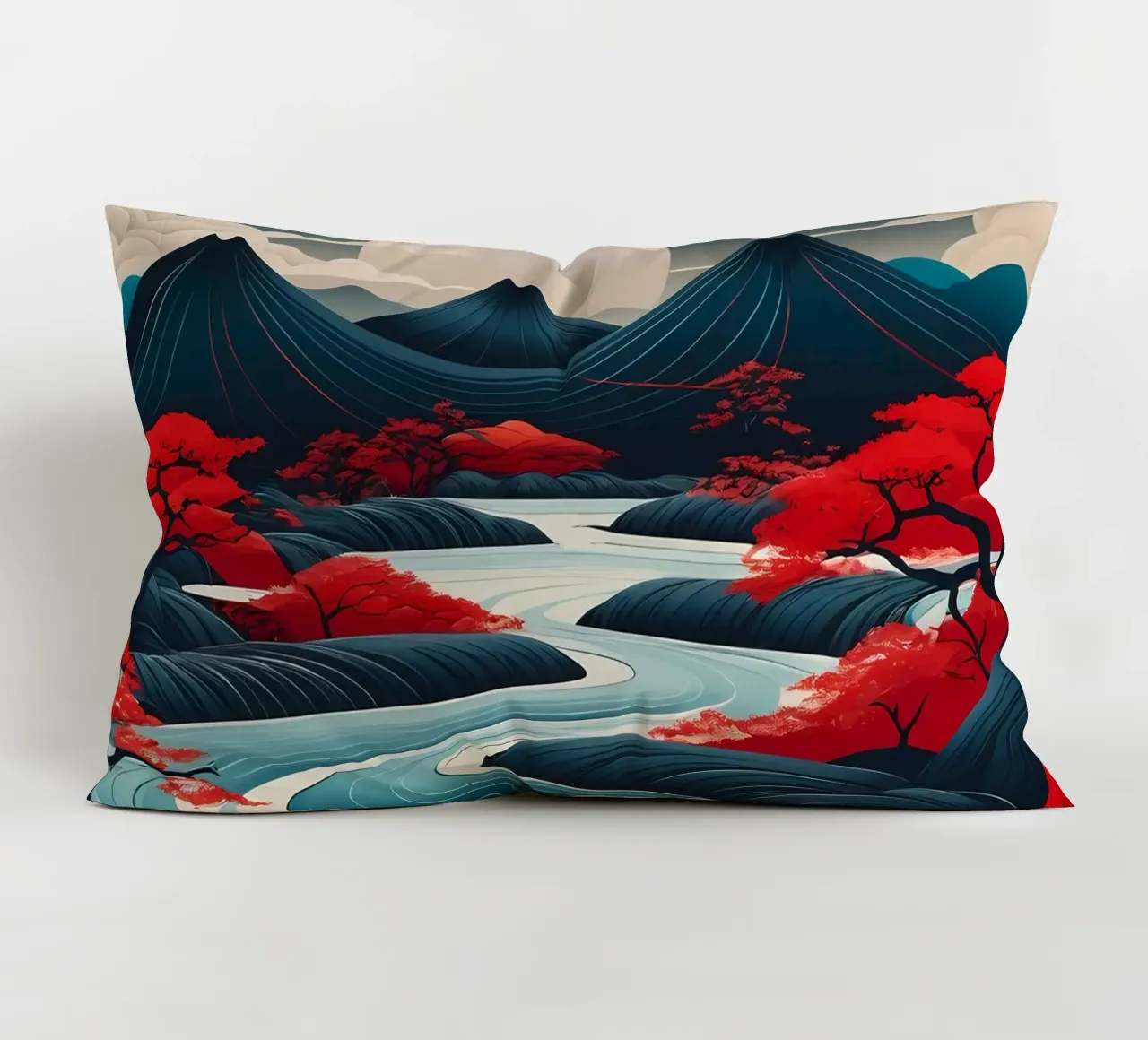 Sereno paesaggio notturno celeste cuscino da Artistic-shop