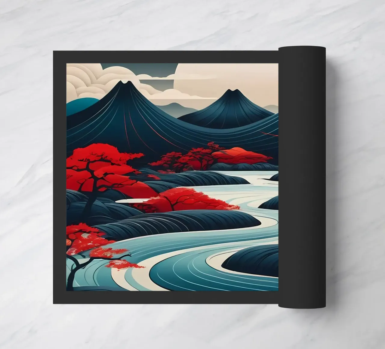 Sereno paesaggio notturno celeste zerbino da Artistic-shop