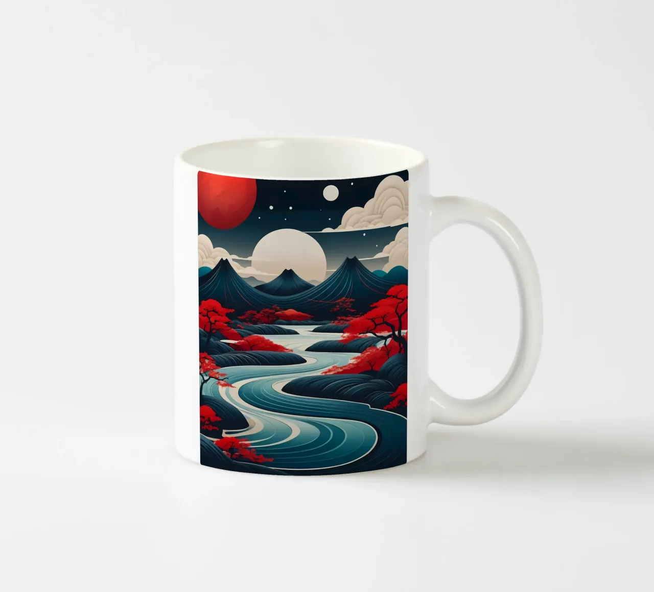 Sereno paesaggio notturno celeste tazza in ceramica da Artistic-shop