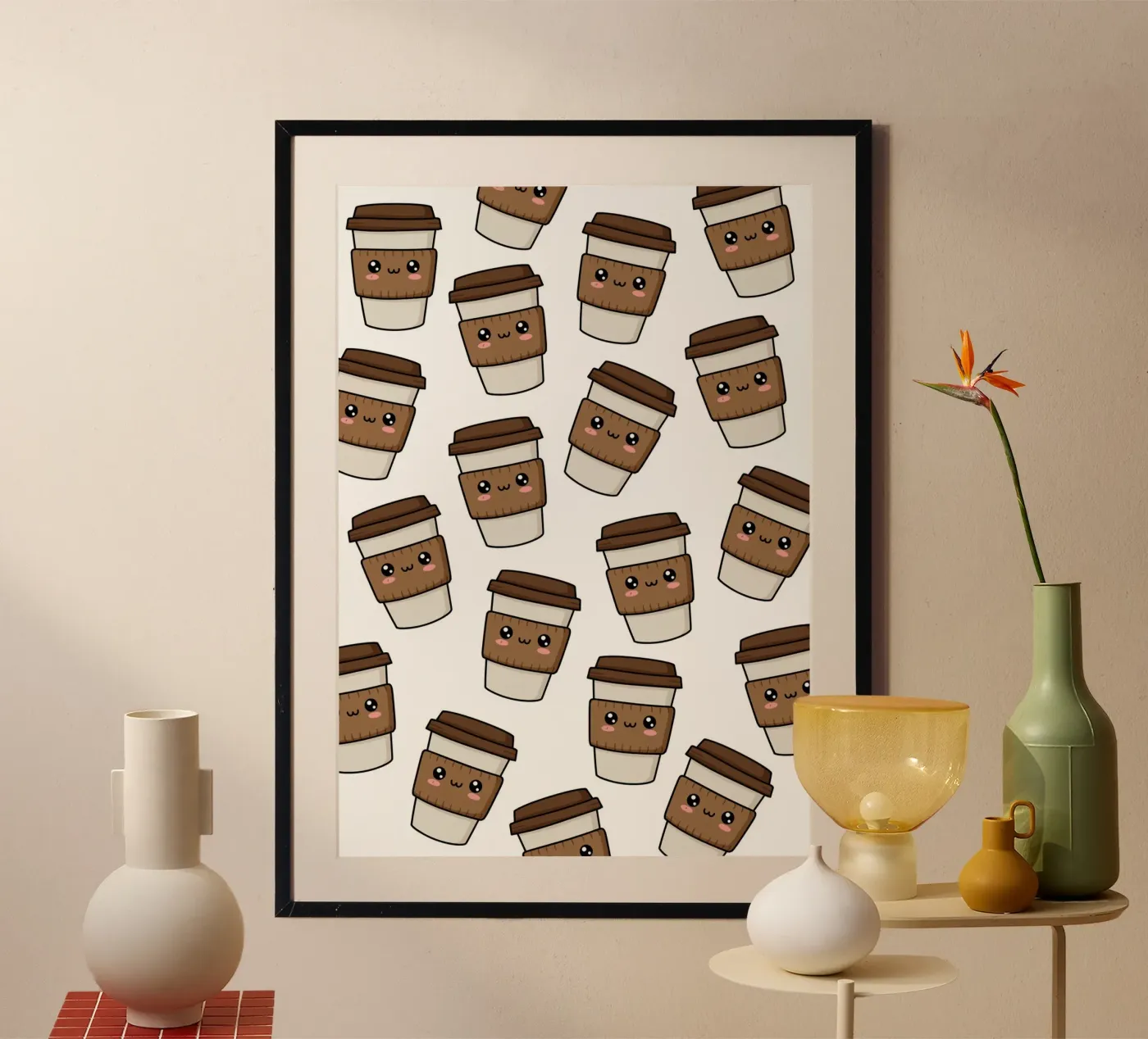 Coffee cups poster by Happypatterns