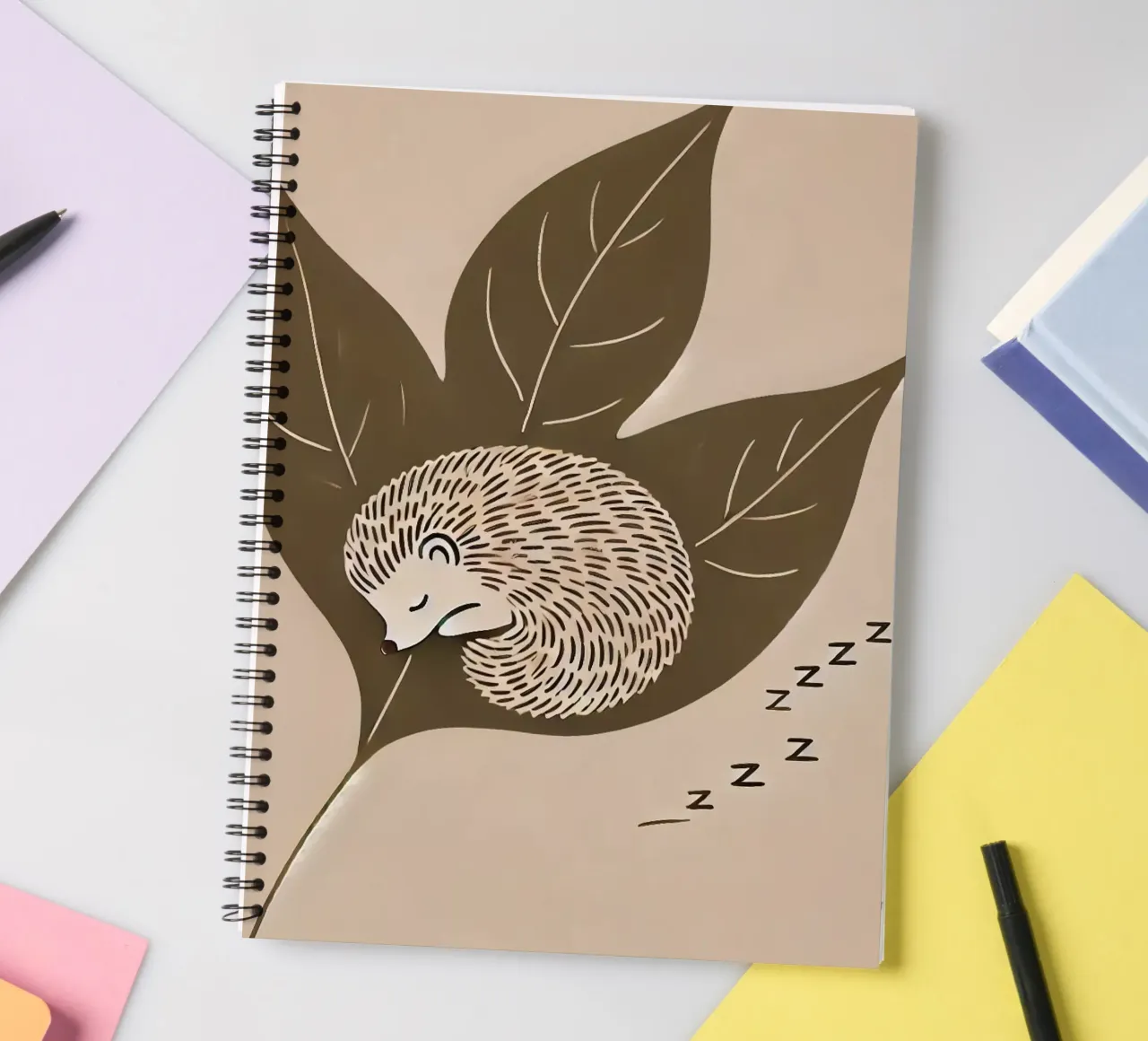 Sleeping hedgehog spiral notebook by Alegria Fantasia