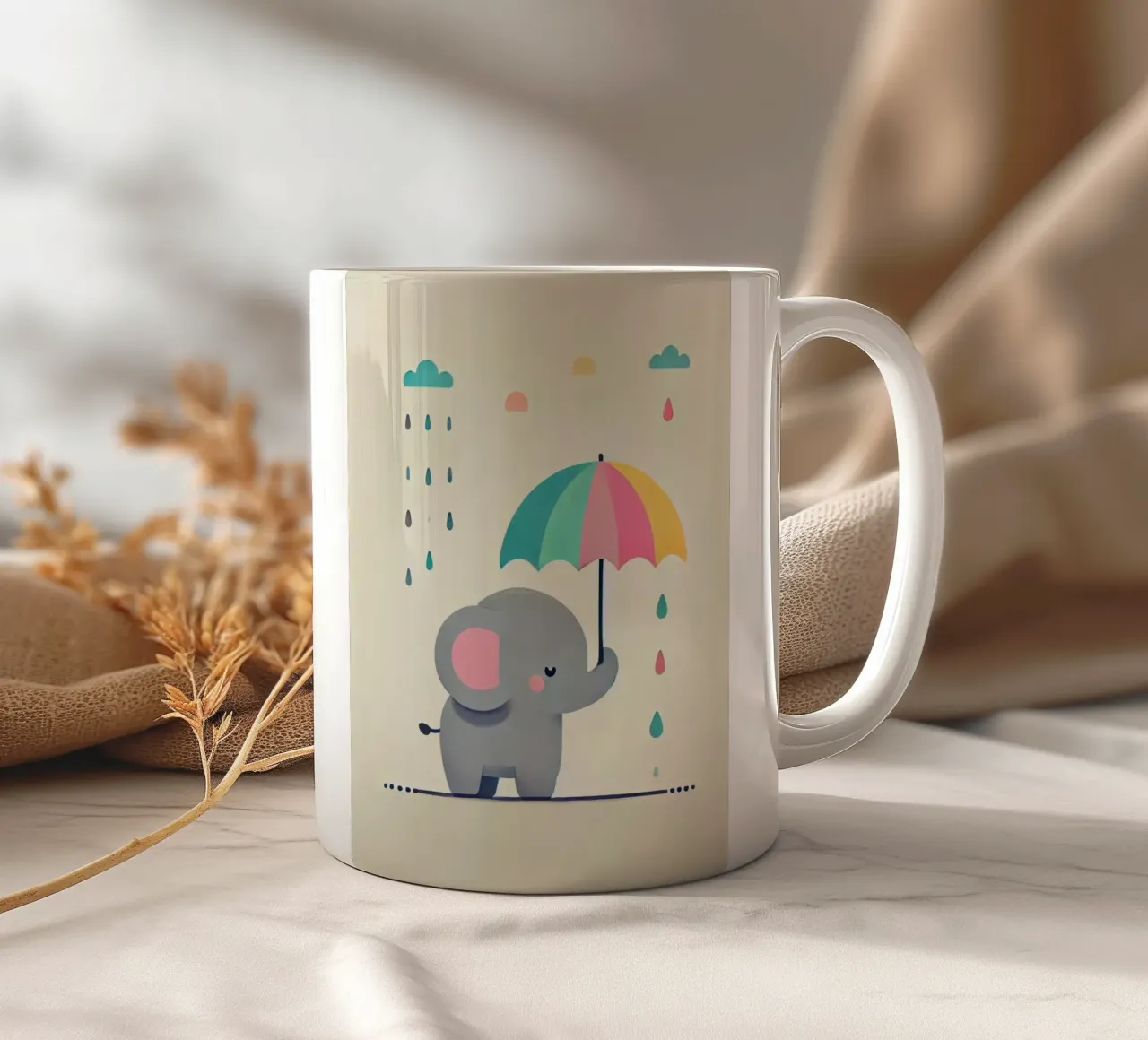 Olifant met paraplu keramische mok van Alegria Fantasia