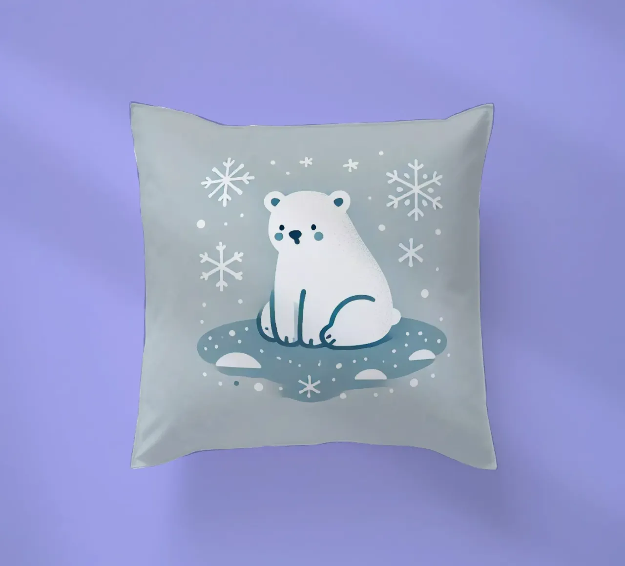 Lonely polar bear decorative cushion by Alegria Fantasia