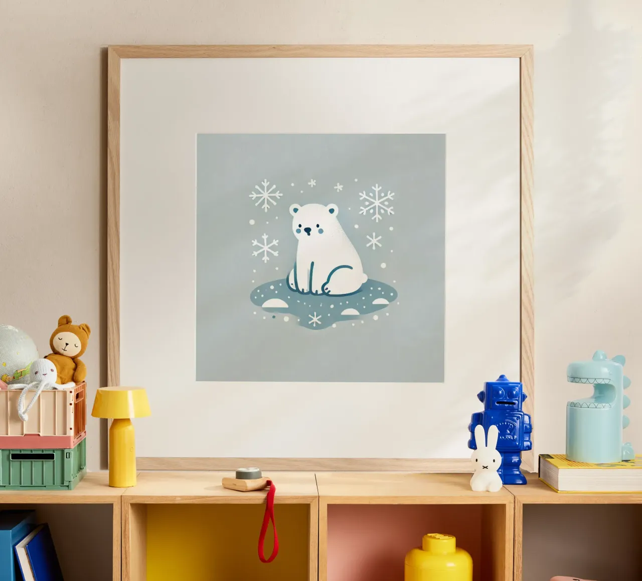 Orso polare solitario poster con telaio in plastica da Alegria Fantasia