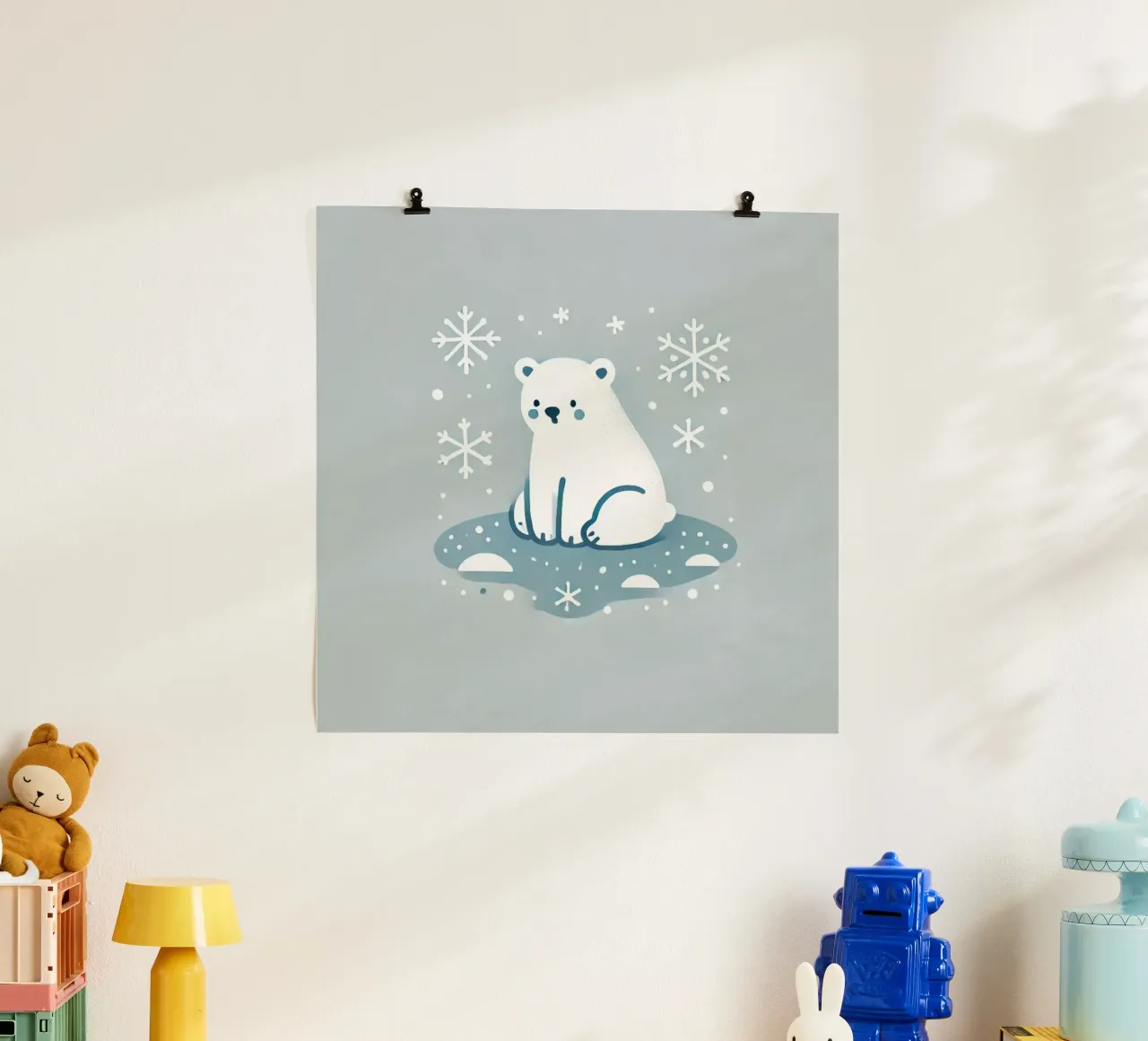 Orso polare solitario poster con telaio in plastica da Alegria Fantasia