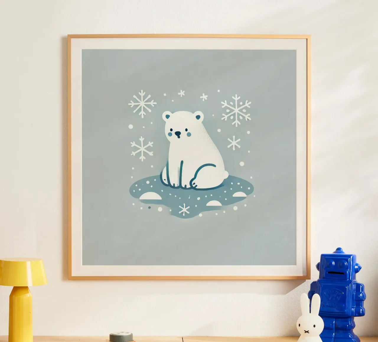 Orso polare solitario poster con telaio in plastica da Alegria Fantasia