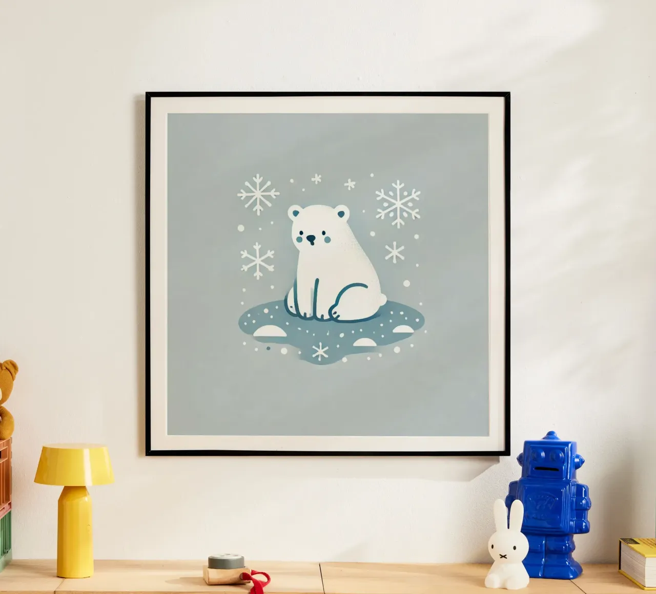 Orso polare solitario poster con telaio in plastica da Alegria Fantasia