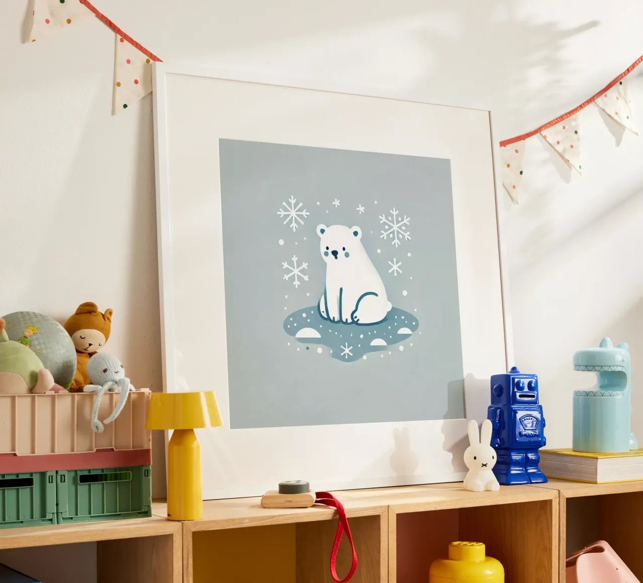 Orso polare solitario poster con telaio in plastica da Alegria Fantasia
