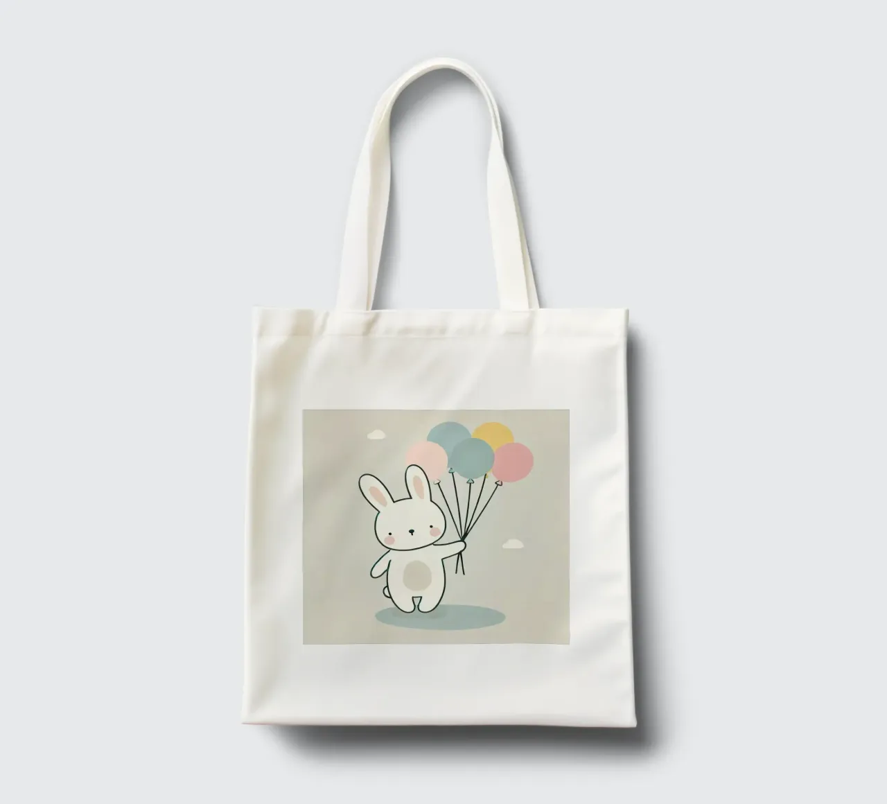 Bunny with balloons tote bag by Alegria Fantasia
