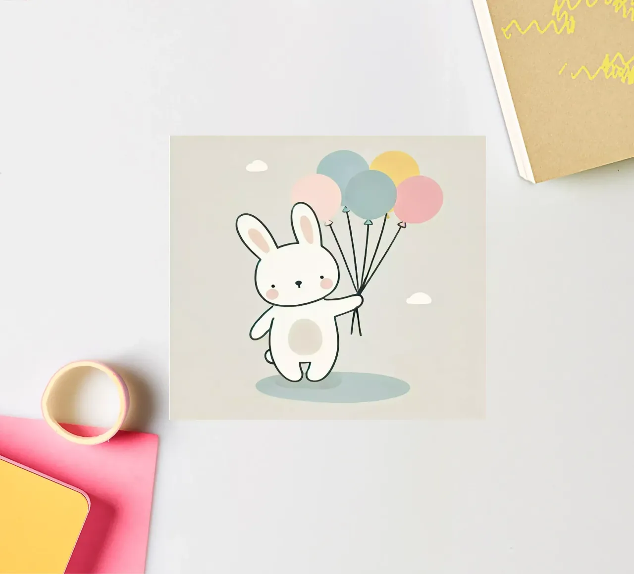 Bunny with balloons sticker by Alegria Fantasia