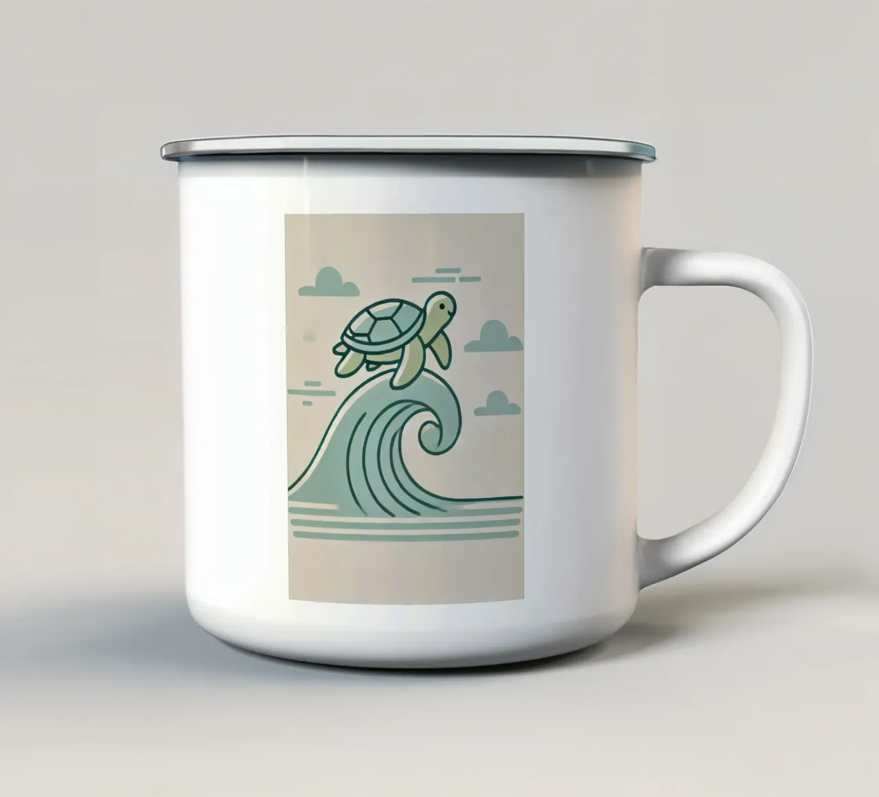 Tartaruga su un'onda tazza in smalto da Alegria Fantasia