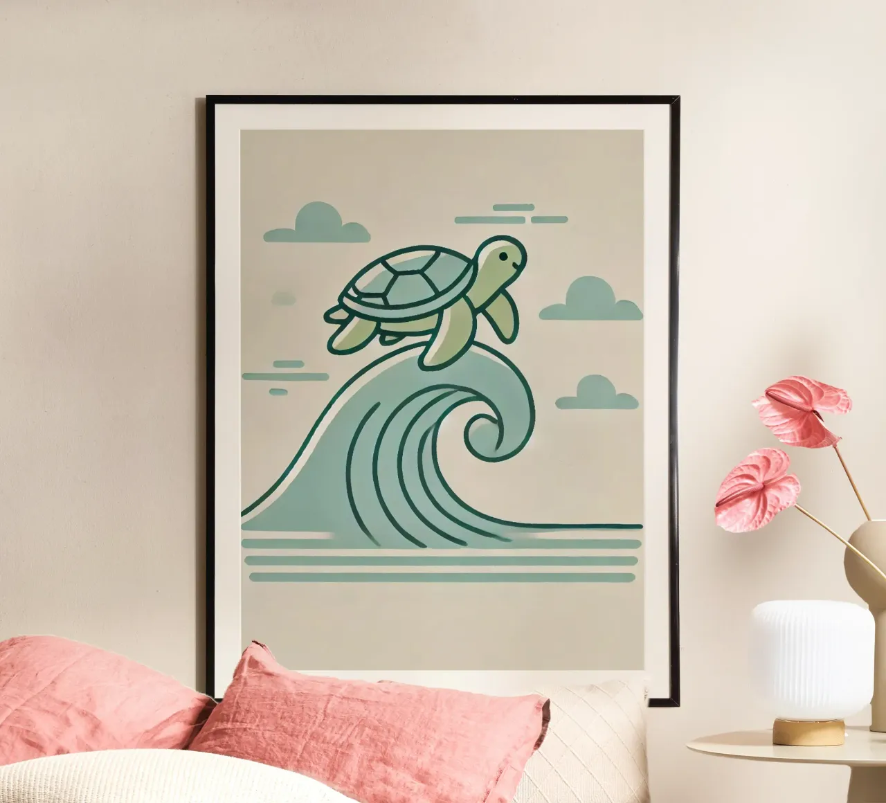 Turtle on a wave hahnemühle by Alegria Fantasia