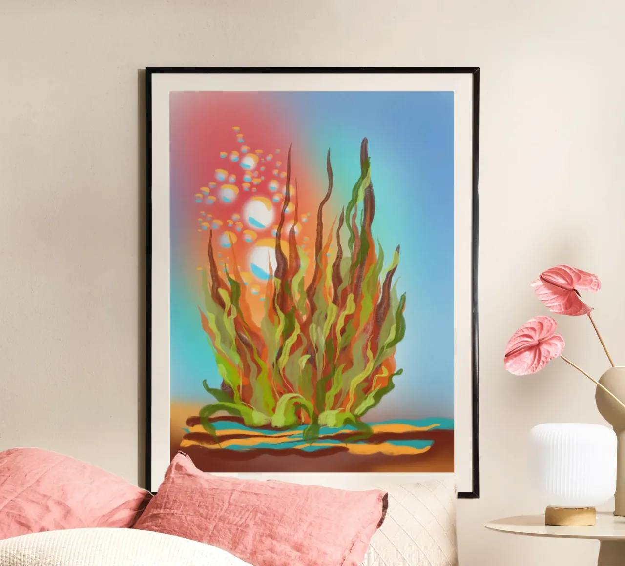 FeuerAlge poster with aluminum frame by bezirossi