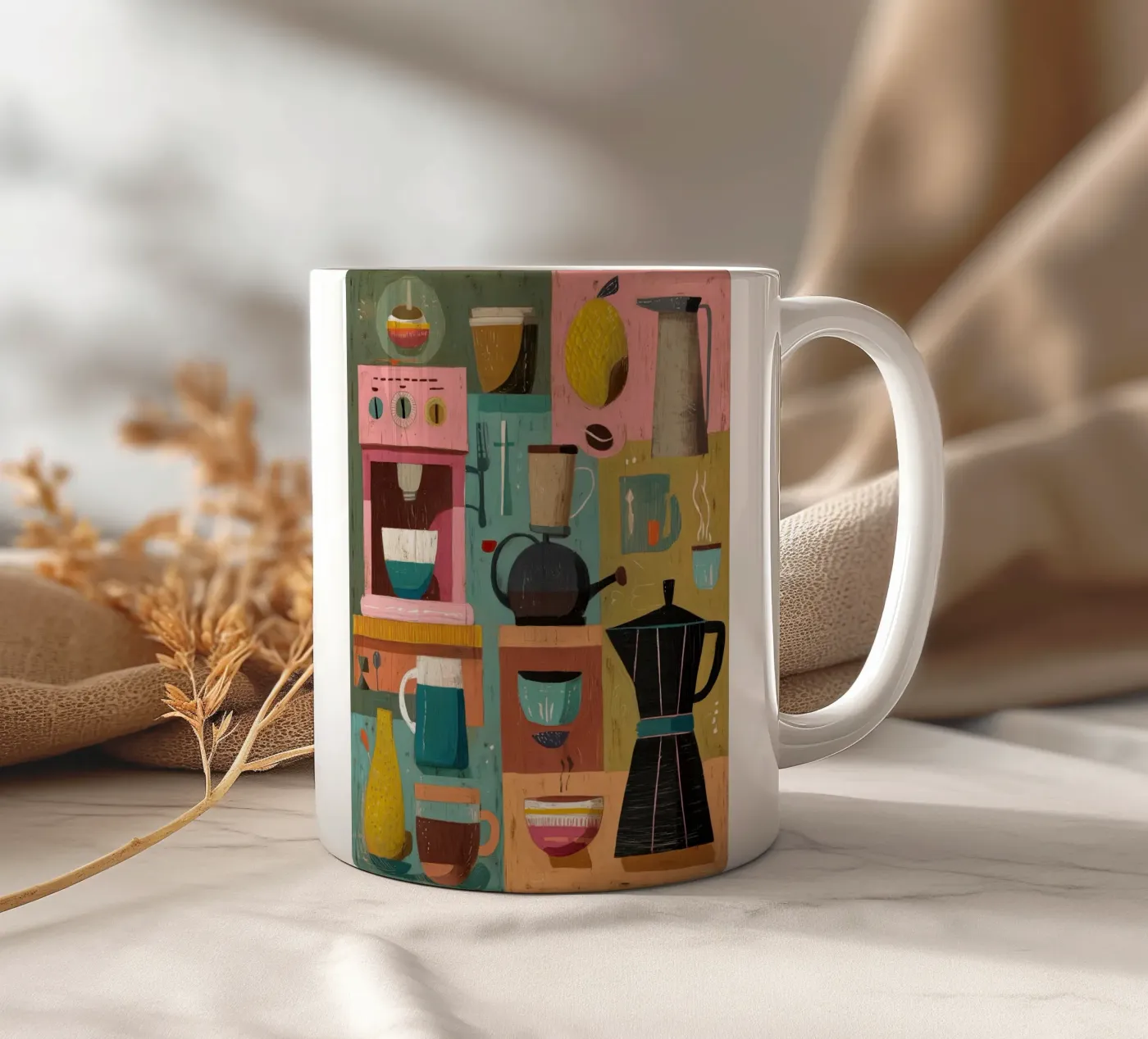 Kitchen Geometry ceramic mug by Voyage