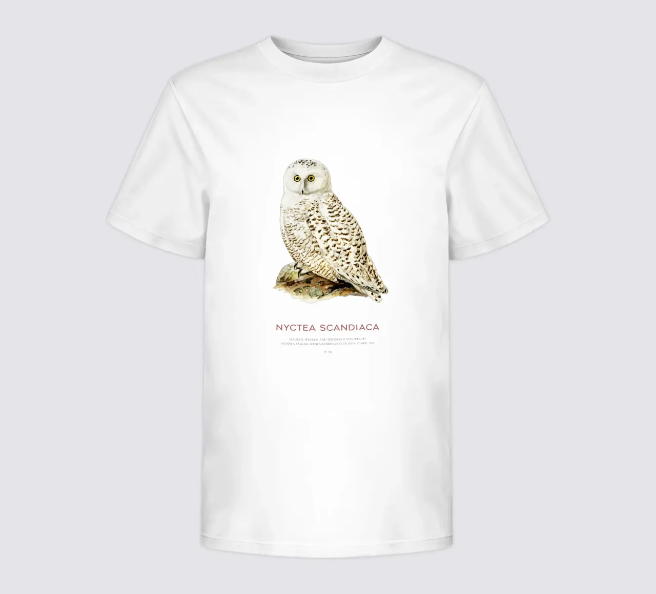 Snowy owl or Nyctea scandiaca kids t-shirt by Vintagrafica