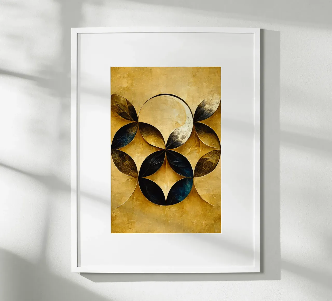Golden Flower Of Life poster con telaio in legno da treechild