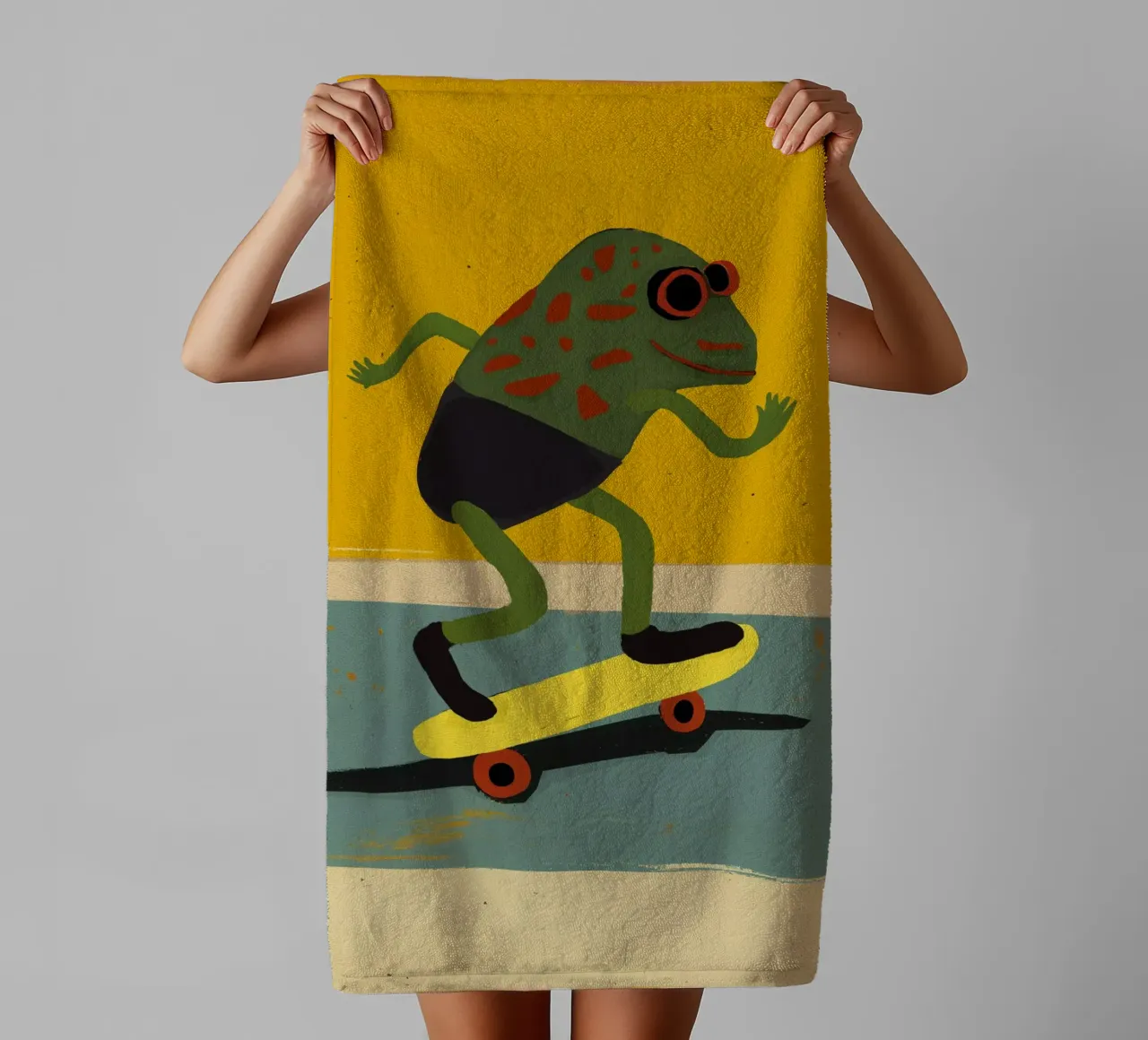 Skating Frog asciugamano da bagno da treechild