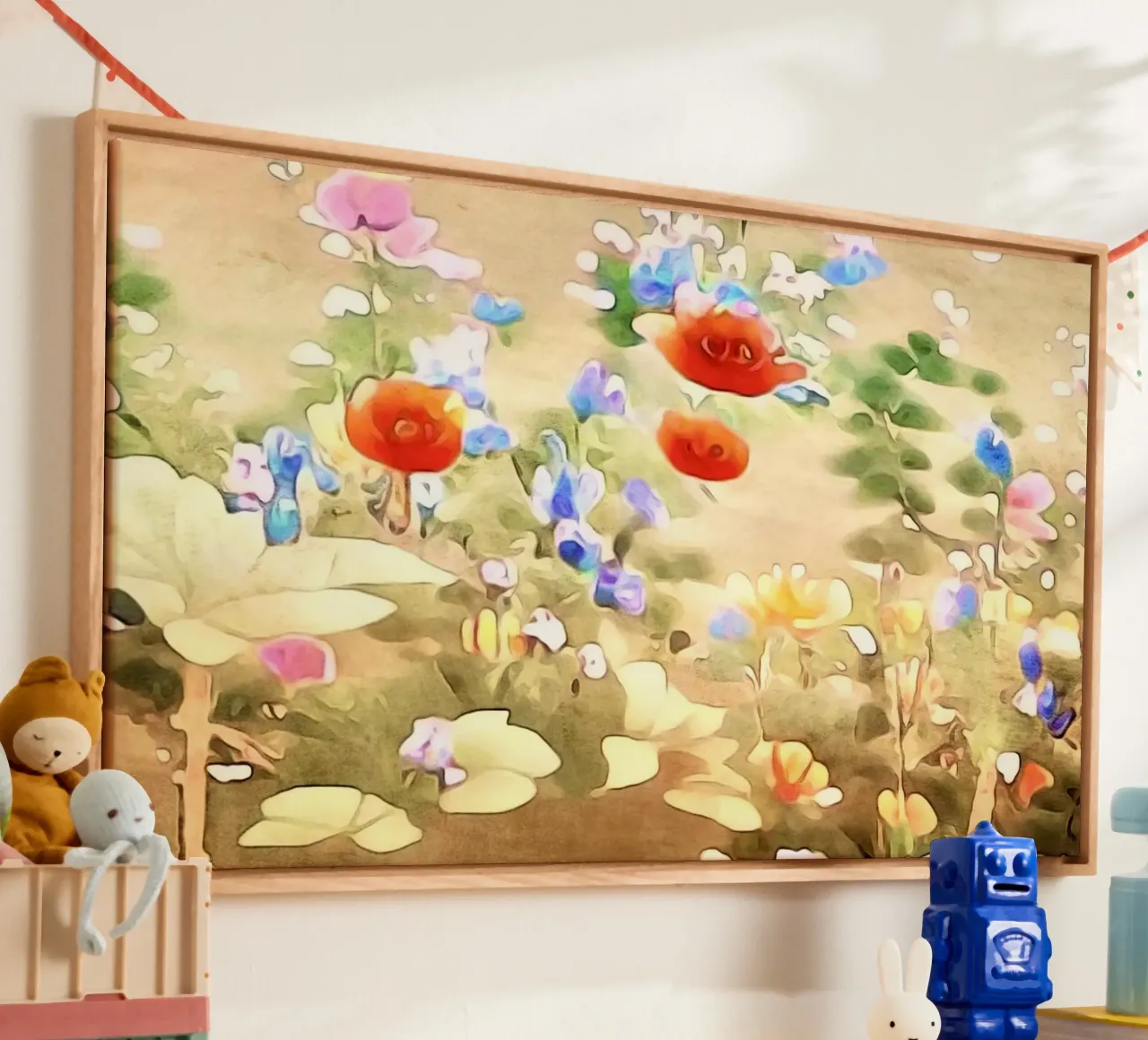 Bloemmotief #1 canvas met Baklijst van ZAMART