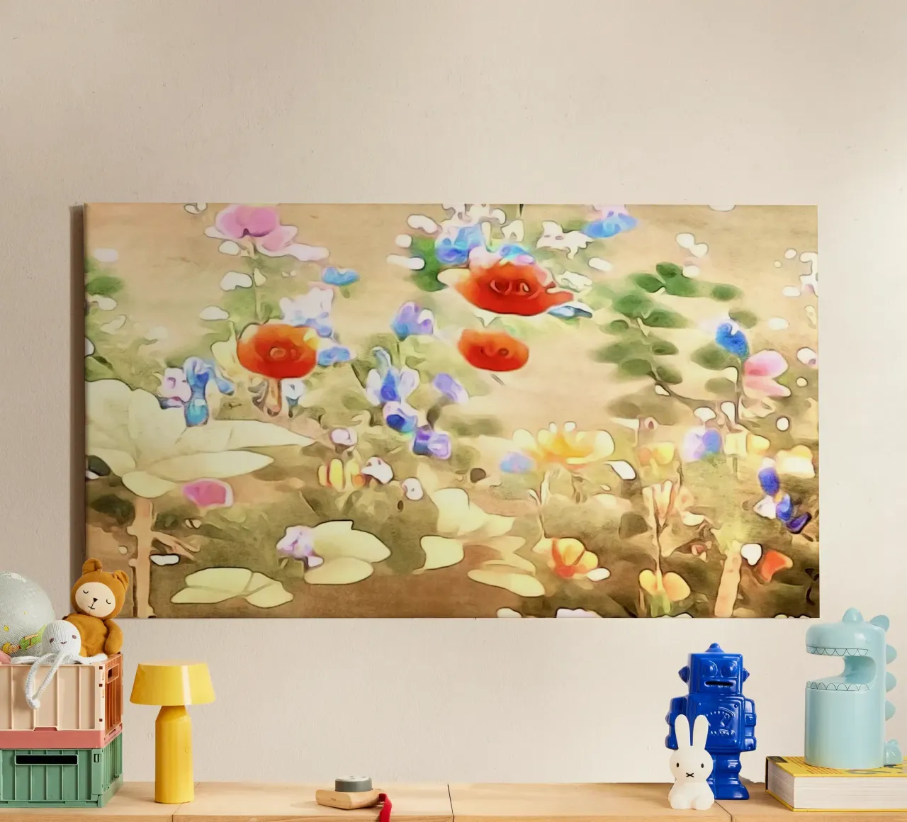Bloemmotief #1 canvas met Baklijst van ZAMART