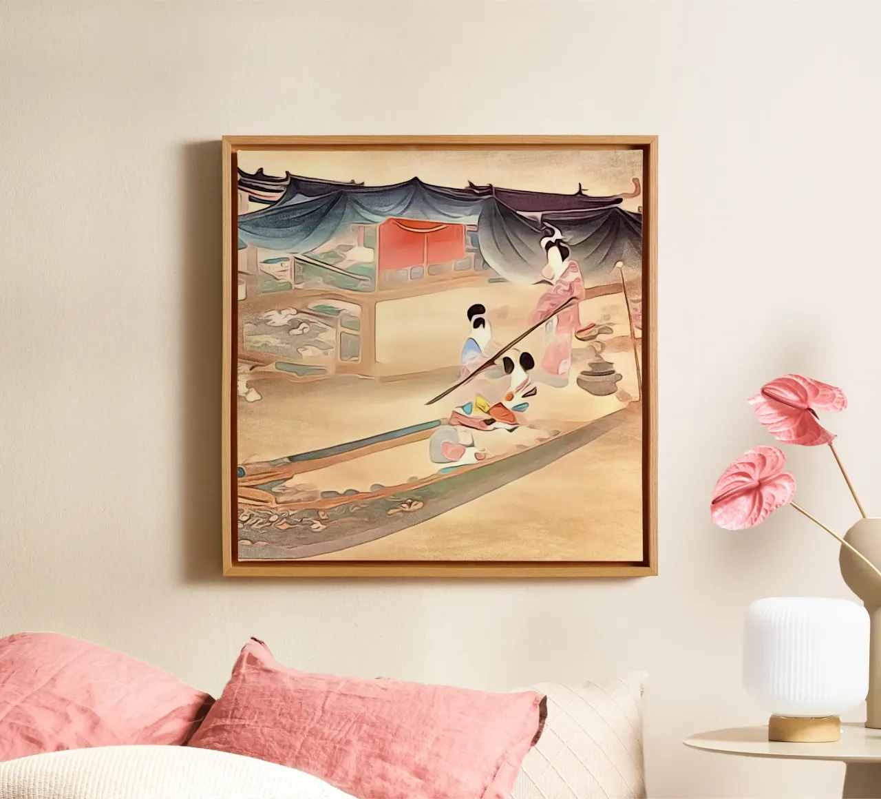 Traders at work canvas with Floater frame by ZAMART