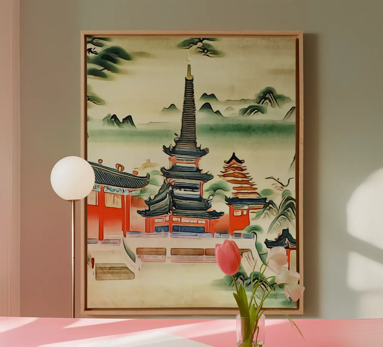 Pagoda e tempio tela con Cornice a cassetta da ZAMART