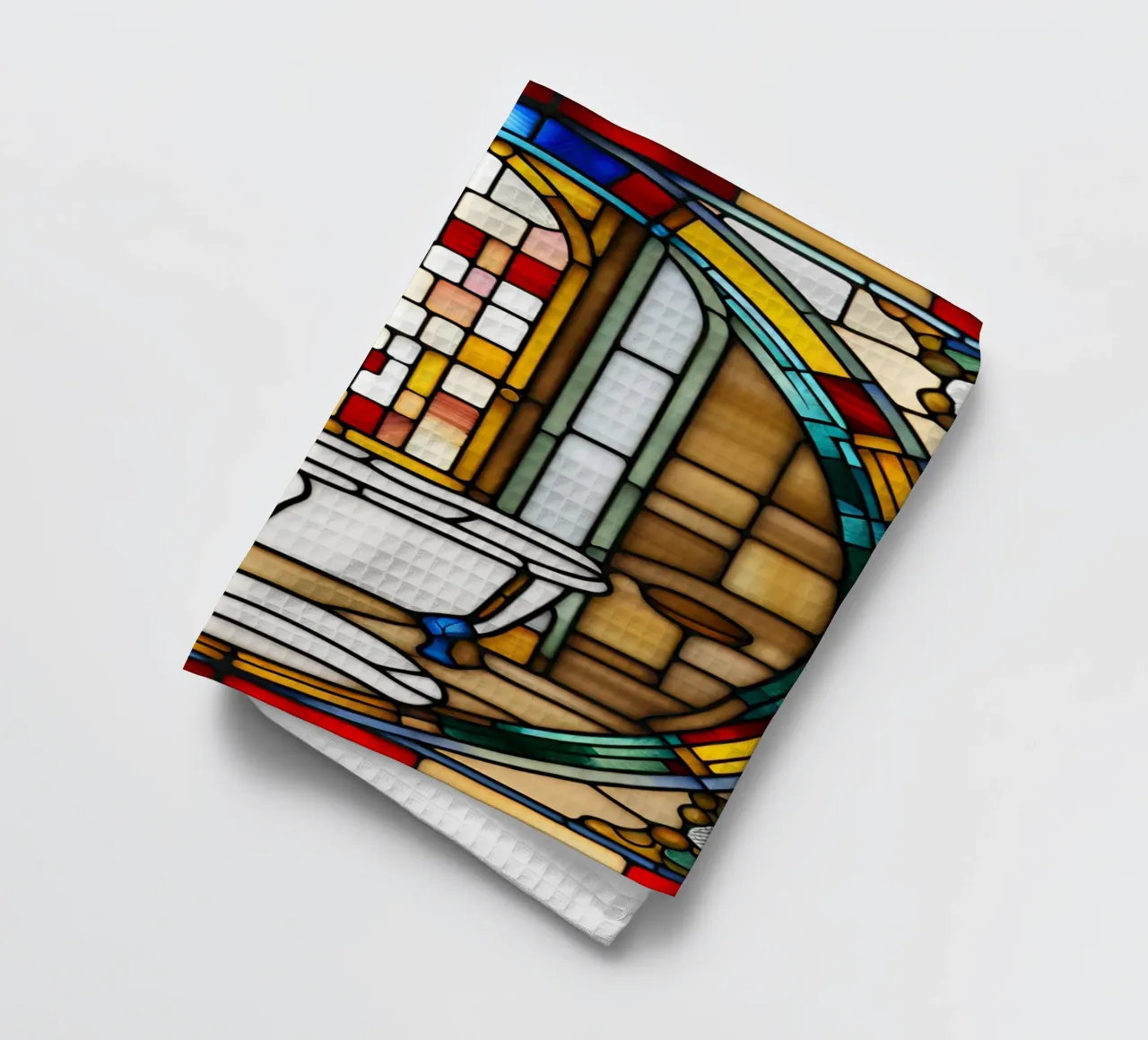 Vitrail 1 tea towel by Rezh creations