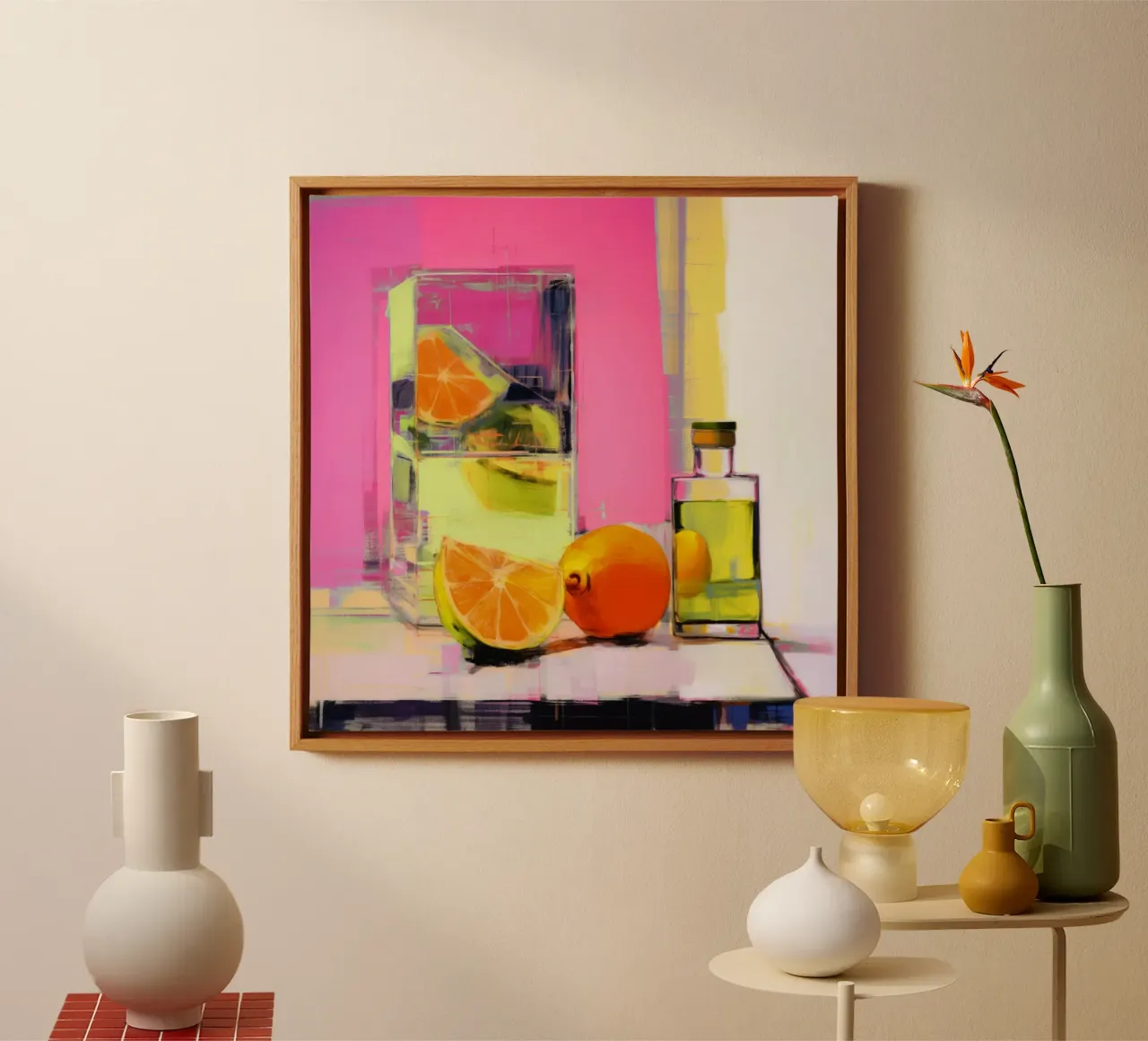 Neon Still Life No 3 canvas met Baklijst van treechild