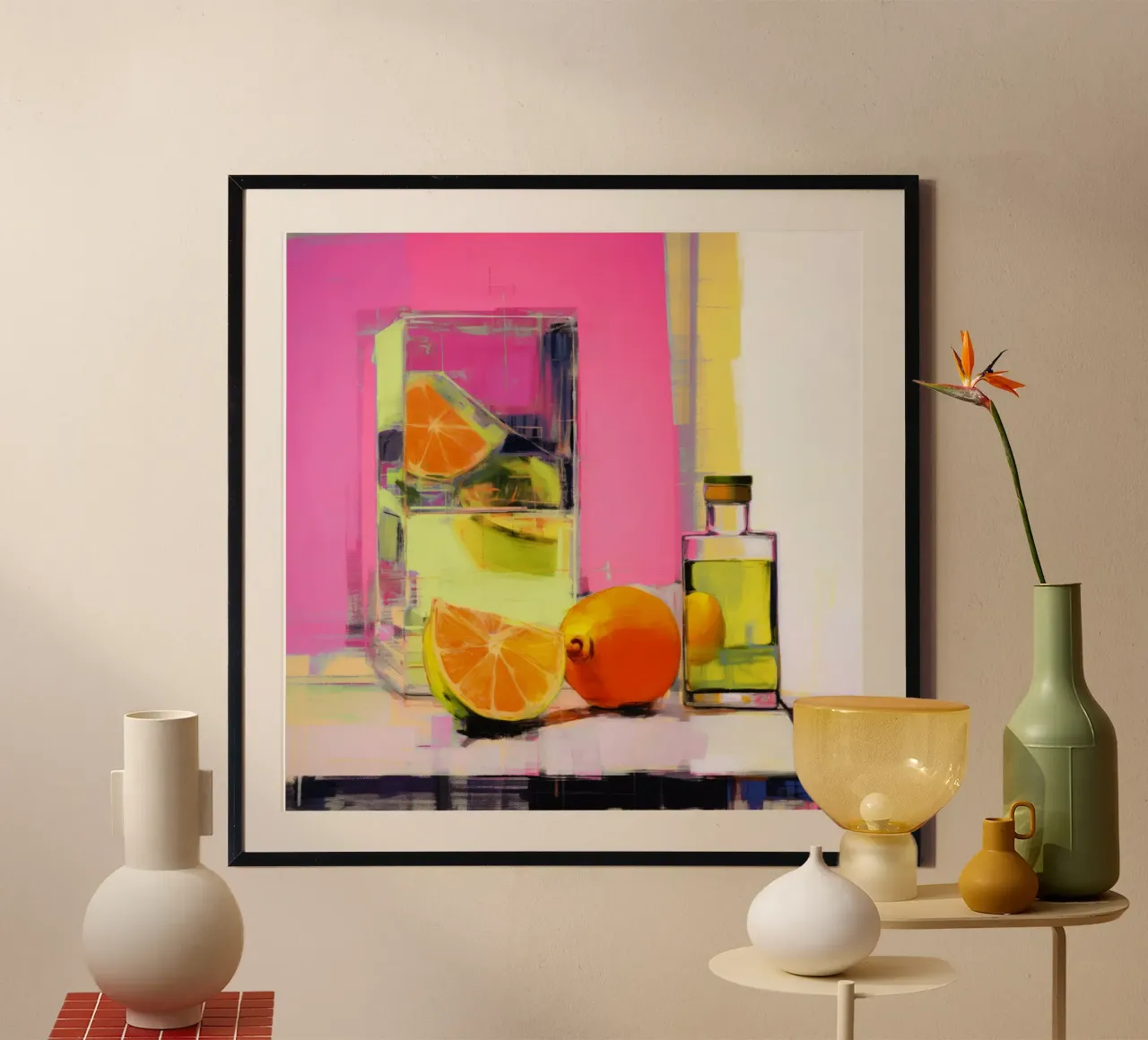 Neon Still Life No 3 poster con telaio in alluminio da treechild