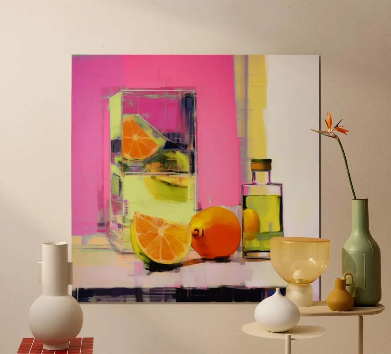 Neon Still Life No 3 poster con telaio in alluminio da treechild