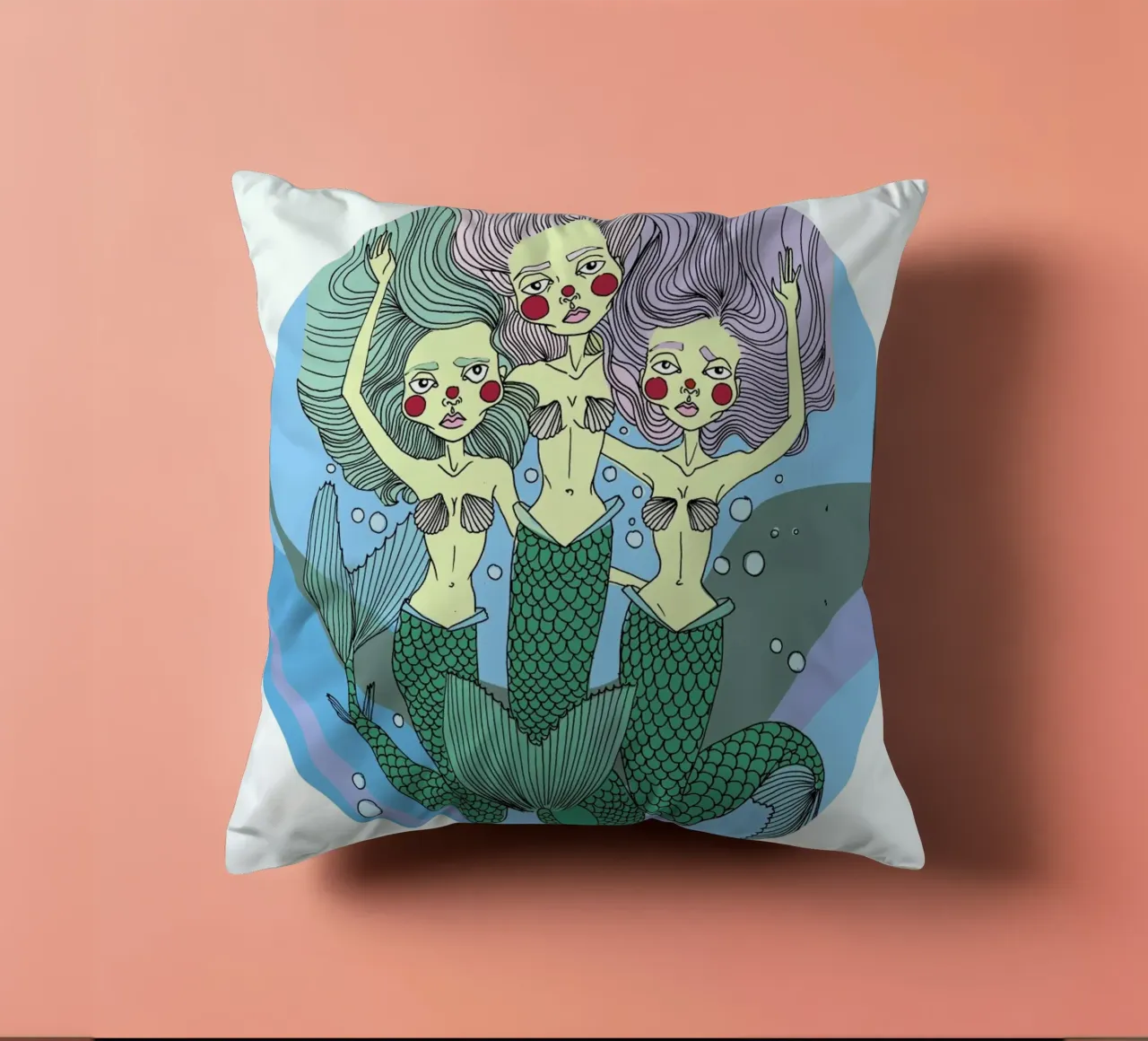 Nessie Mermaids cuscino da Agnes KR Patience