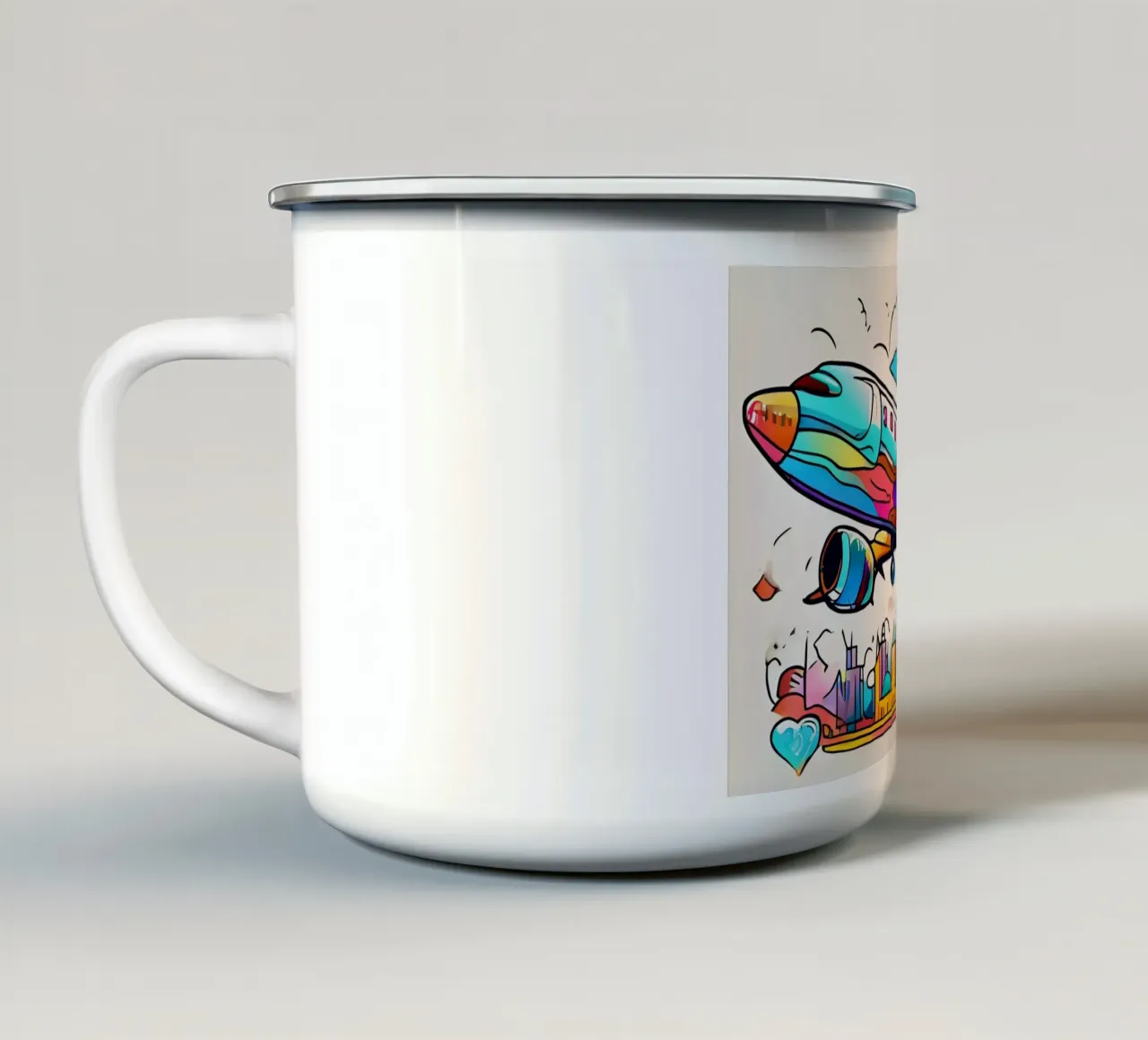 reizen reizen 1 emaille mok van Rezh creations