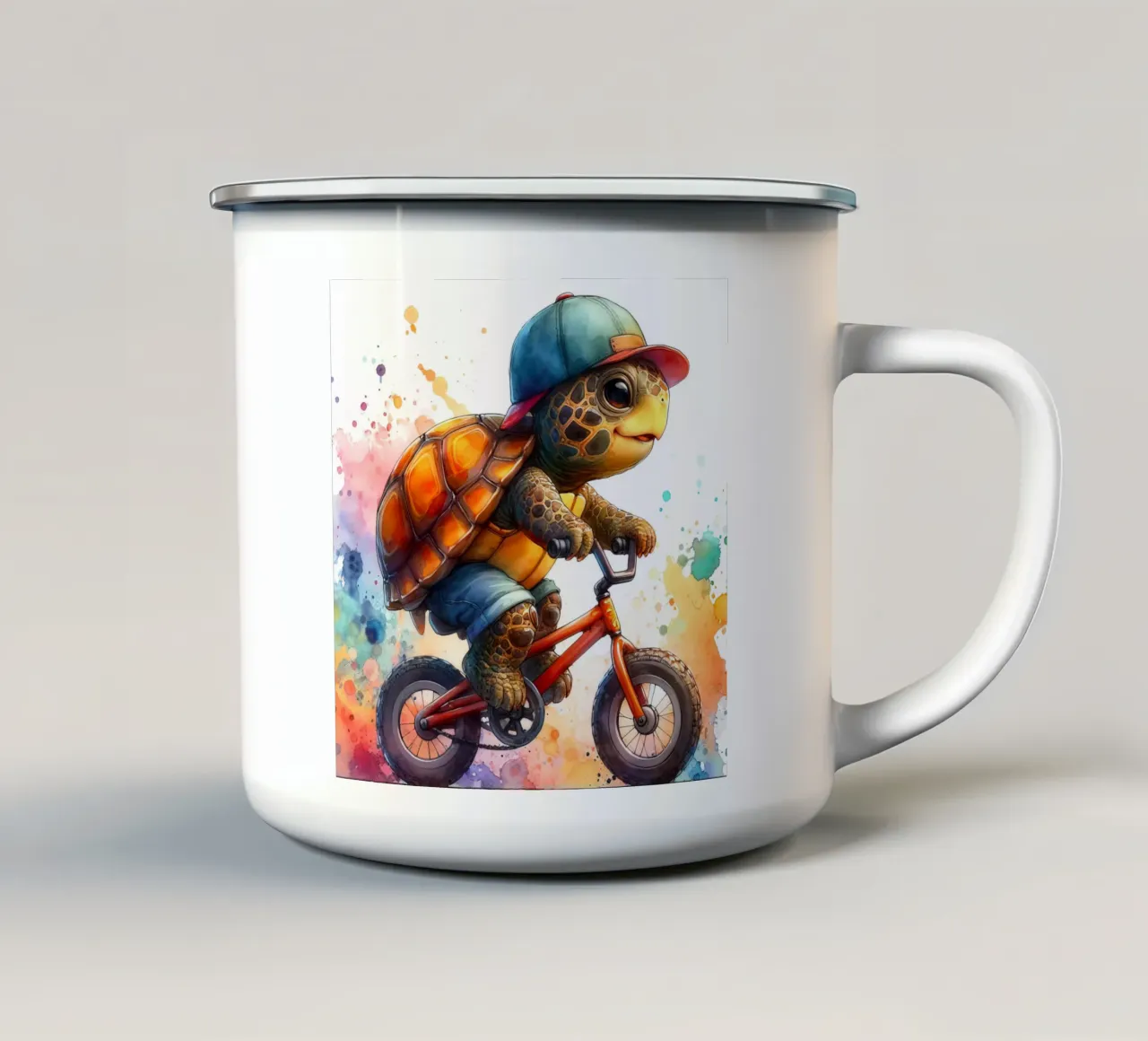 Tartaruga in bicicletta tazza in smalto da ARTVI-SHOP