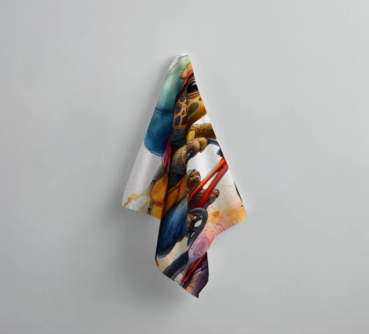 Turtle on a bicycle towel by ARTVI-SHOP