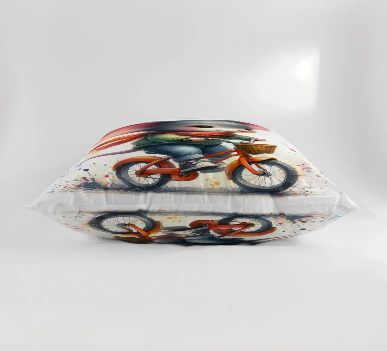 Mouse on a bicycle decorative cushion by 🎁 ARTVI-SHOP